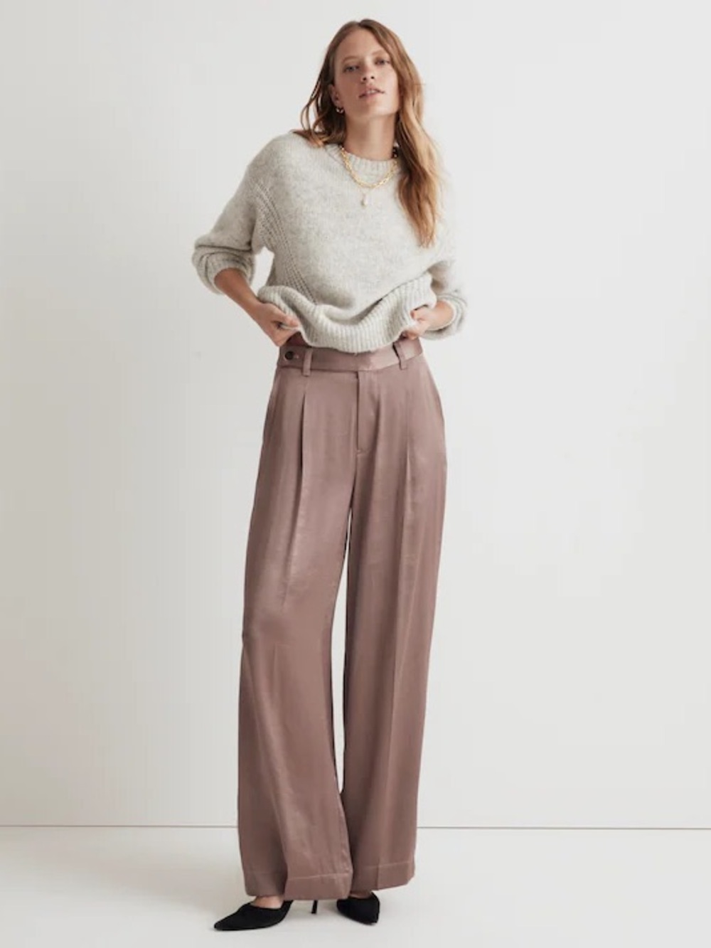 Madewell The Harlow Wide-Leg Pant in Satin - Picture 2 of 8